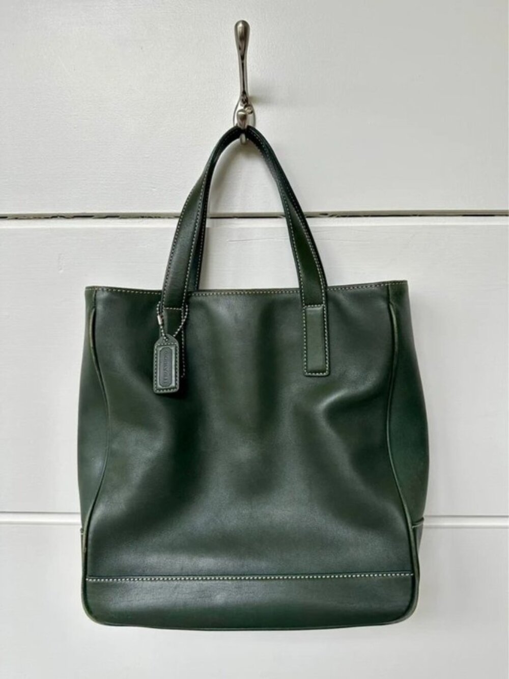 Vintage Hampton Leather Tote Bag Dark Green